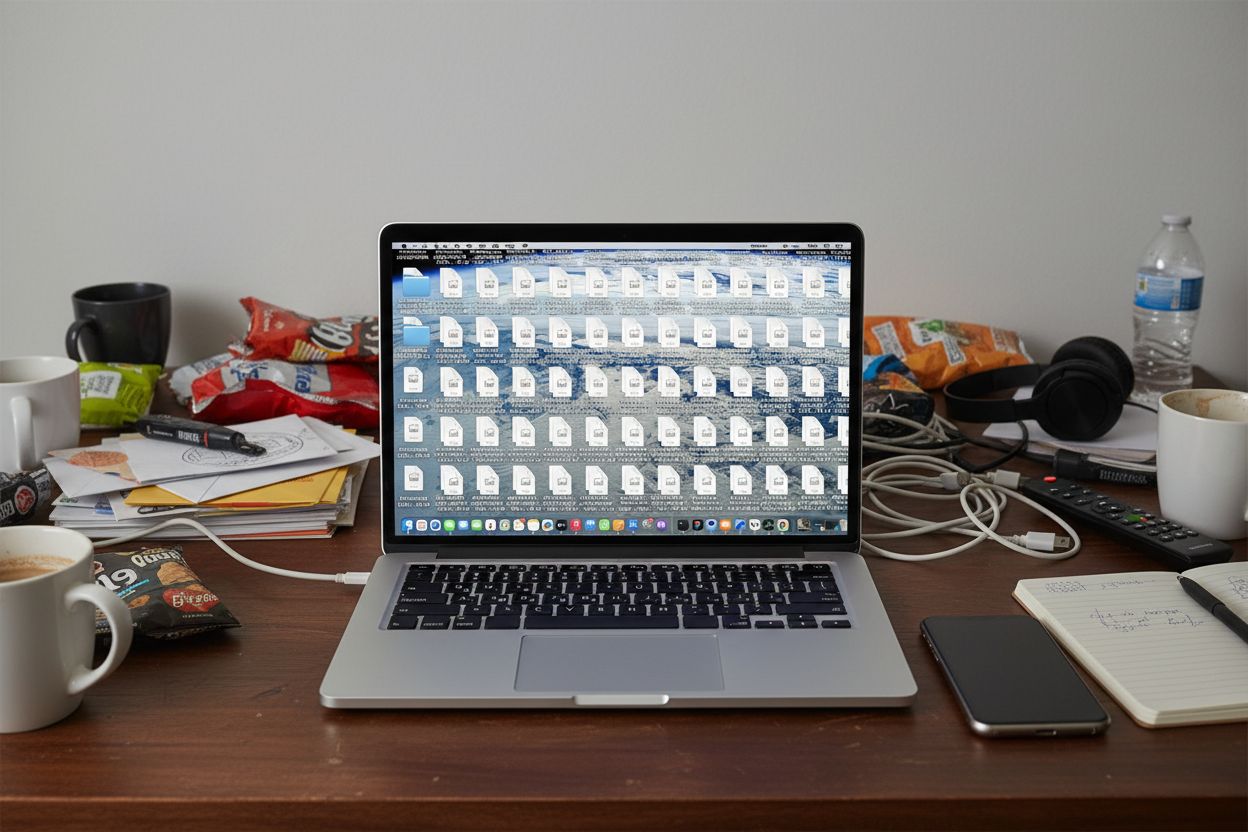 Messy desktop with files everywhere